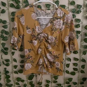 ultra flirt 3/4th sleeve floral shirt